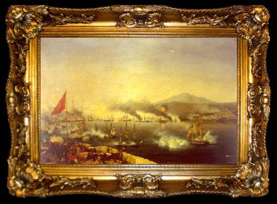 framed  Ambroise-Louis Garneray The Naval Battle of Navarino, ta009-2